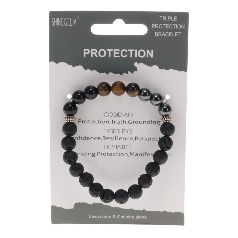 Bracelet Black Obsidian Protection 8mm Beads