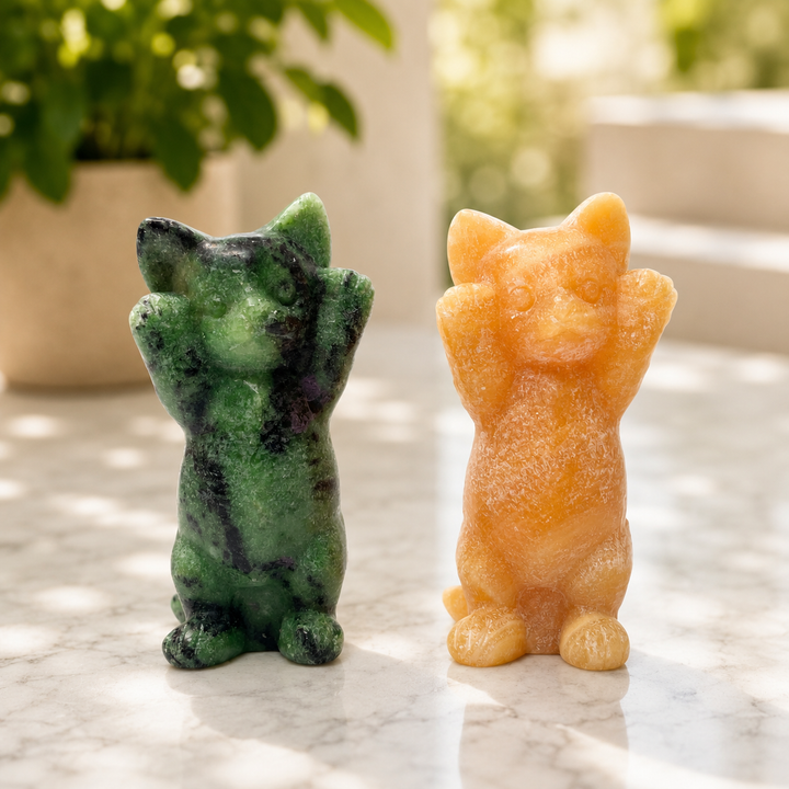 Cat Paws in Air Semi-Polished Crystal Carving | Carpe Diem With Remi