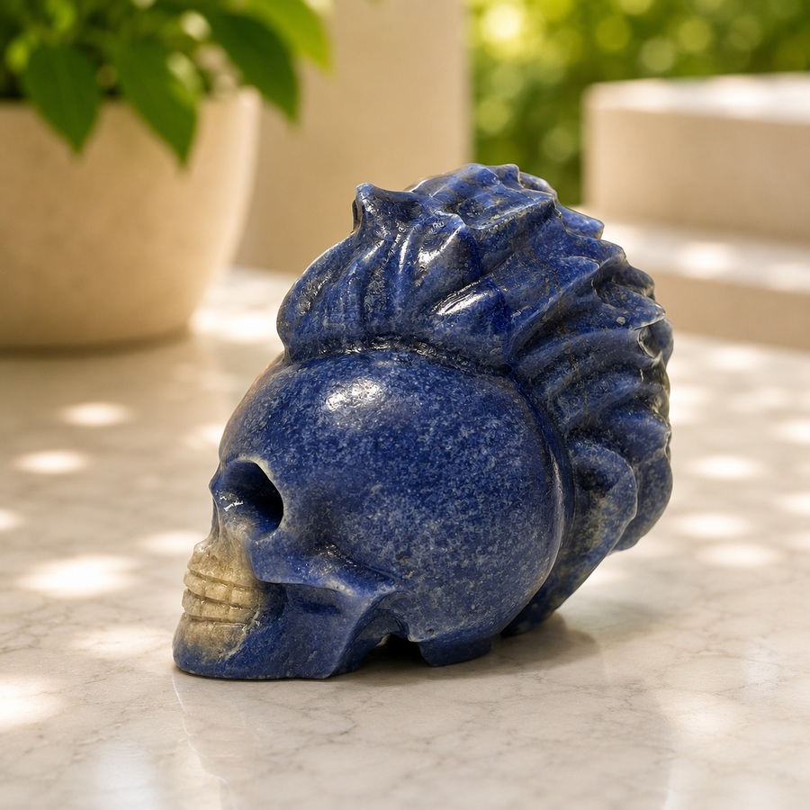 Skull Blue Aventurine Crystal Carving | Carpe Diem With Remi