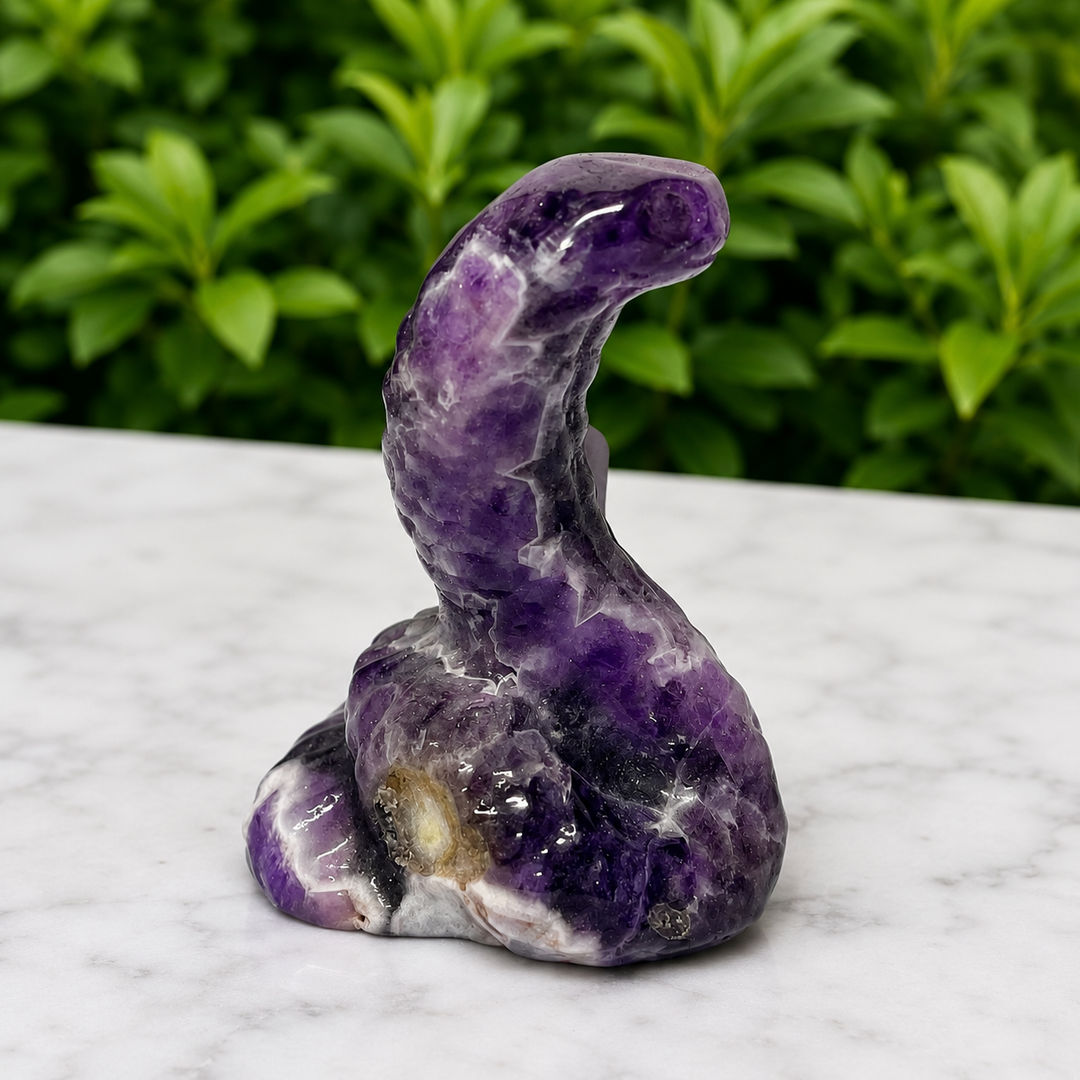 Snake Chevron Amethsyt Crystal Carving | Carpe Diem With Remi