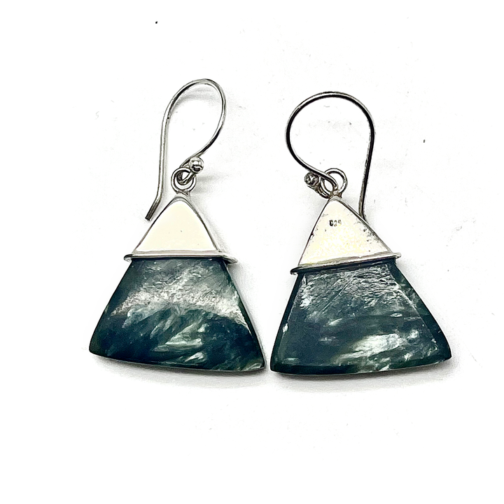 Earrings Seraphanite Triangular 3.6 cm