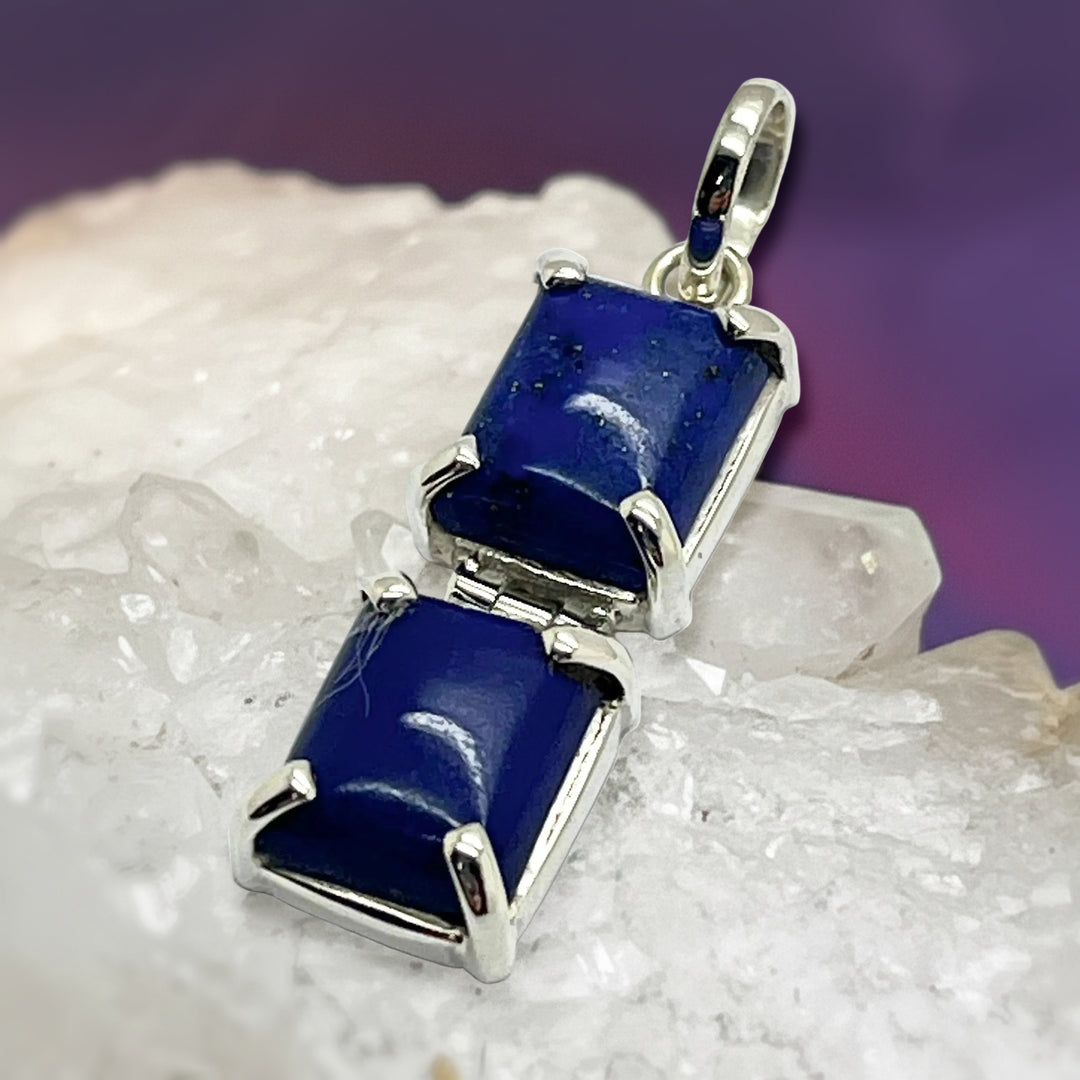 Pendant Lapis Two Stone Rectangle