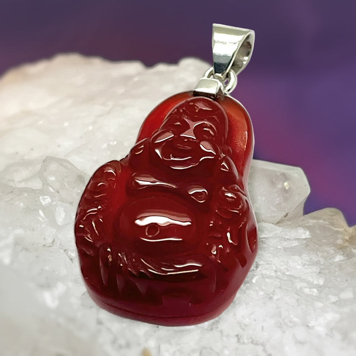 Pendant Carnelian Happy Buddha  – 4.0 cm