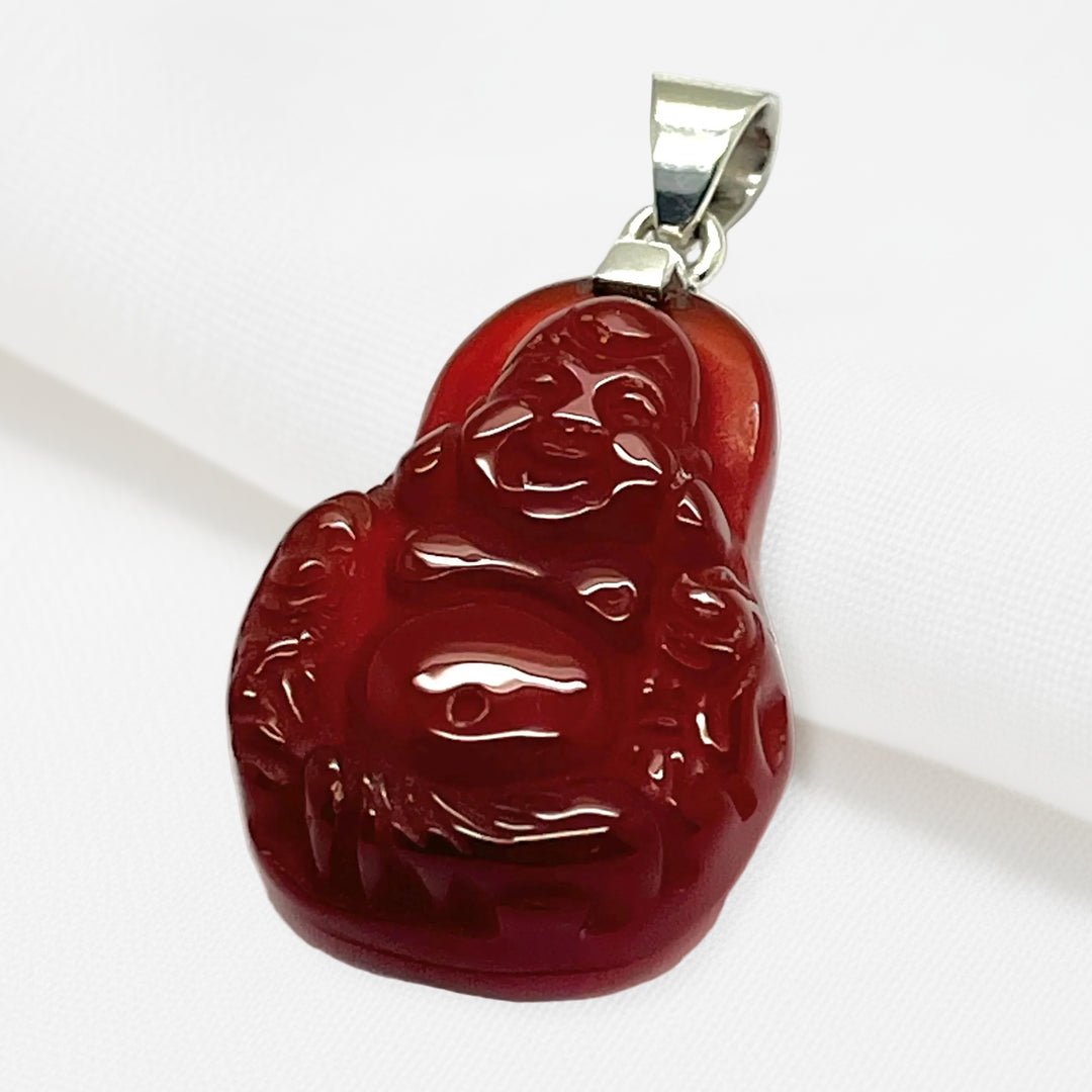 Pendant Carnelian Happy Buddha  – 4.0 cm