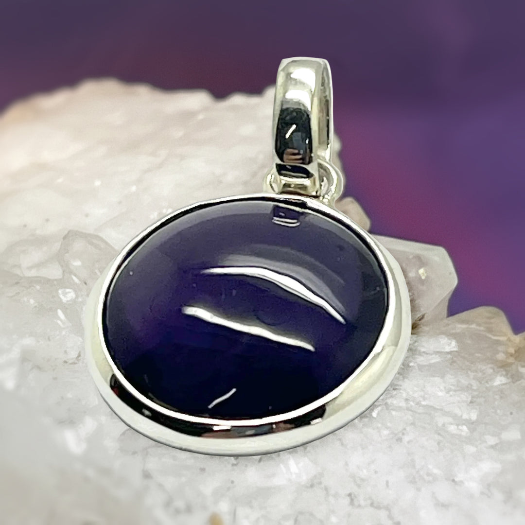 Pendant Amethyst Round Double Sided 3.1 cm