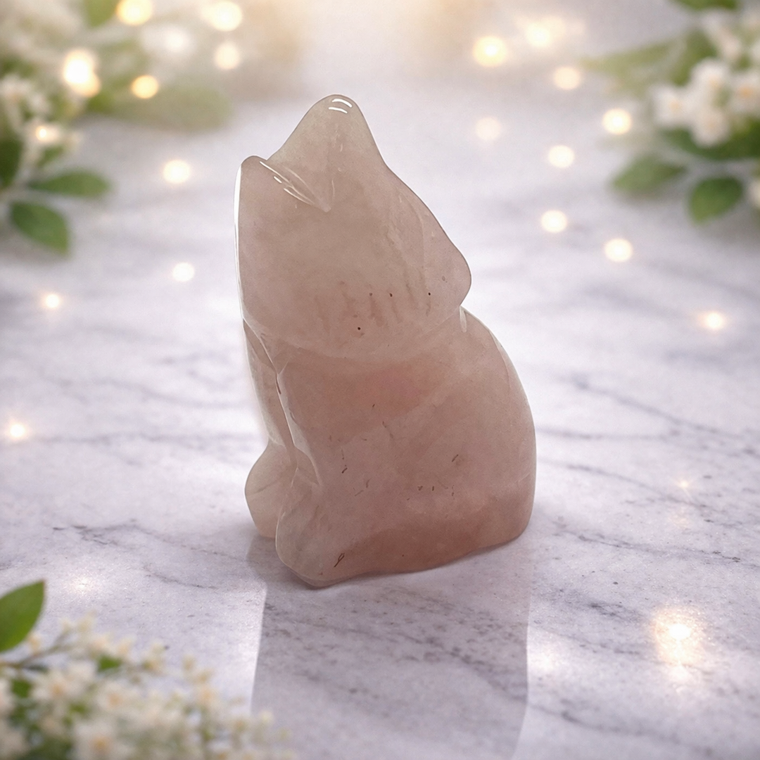 Wolf Rose Quartz Howling 4.0 cm