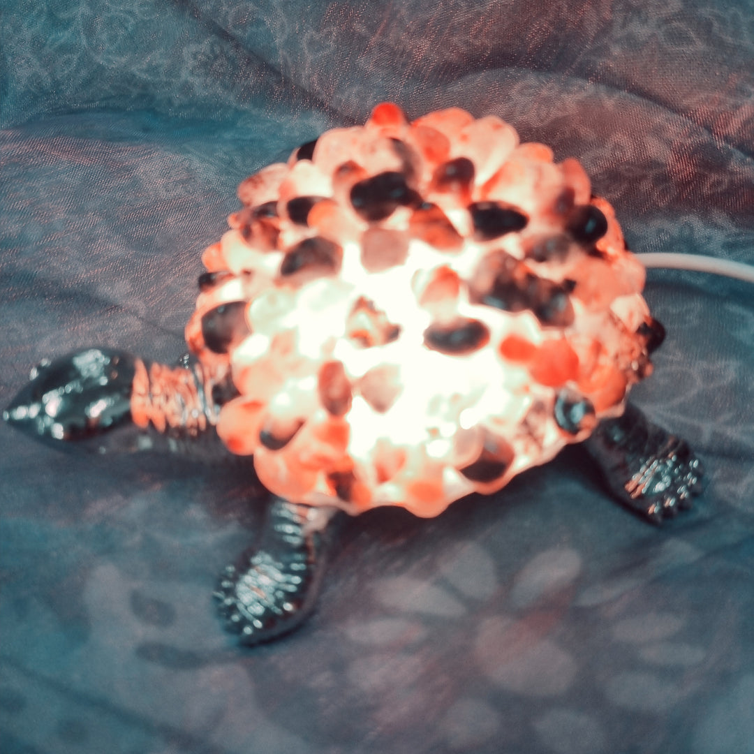 Turtle Light USB with Pink and Black Tourmaline