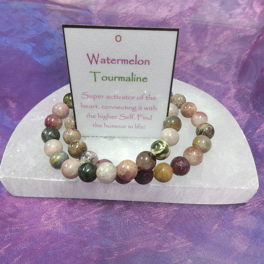 Bracelet Watermelon Tourmaline Beads 8mm | Carpe Diem with Remi