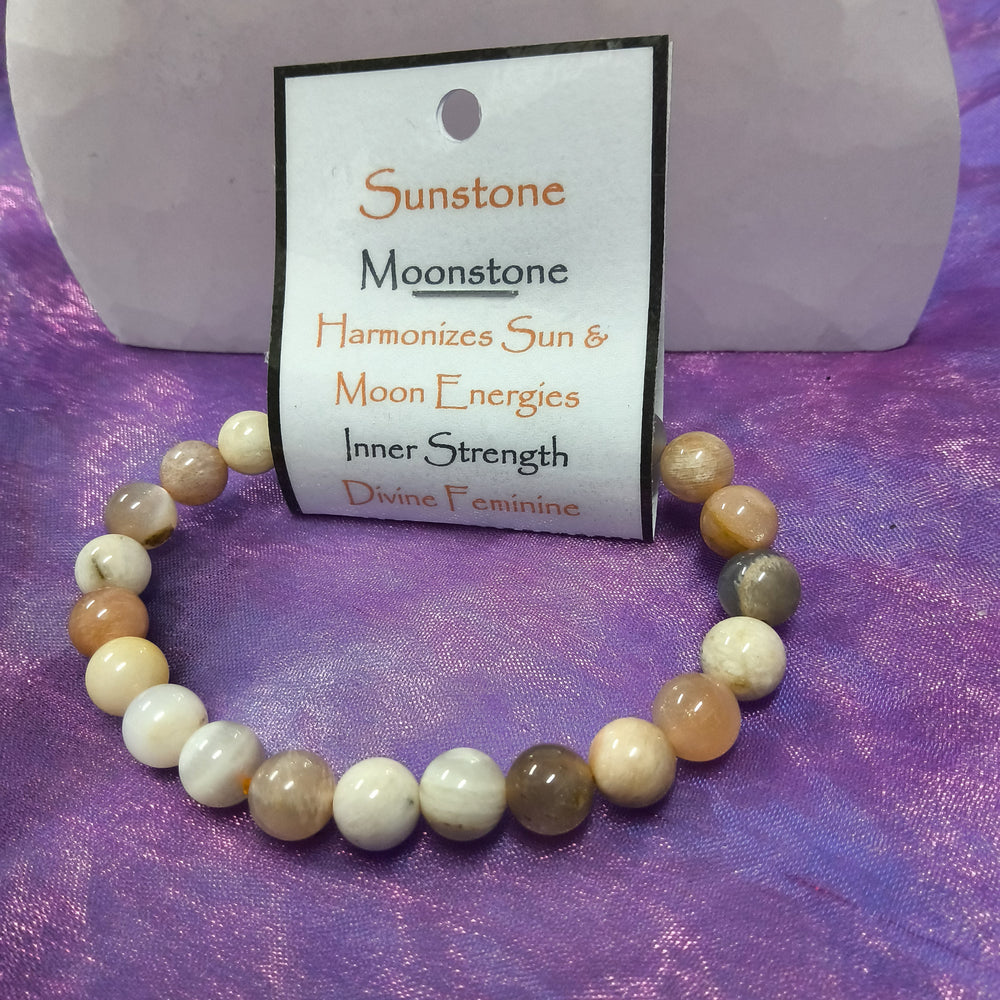 Bracelet Sunstone Moonstone Beads 8mm | Carpe Diem with Remi