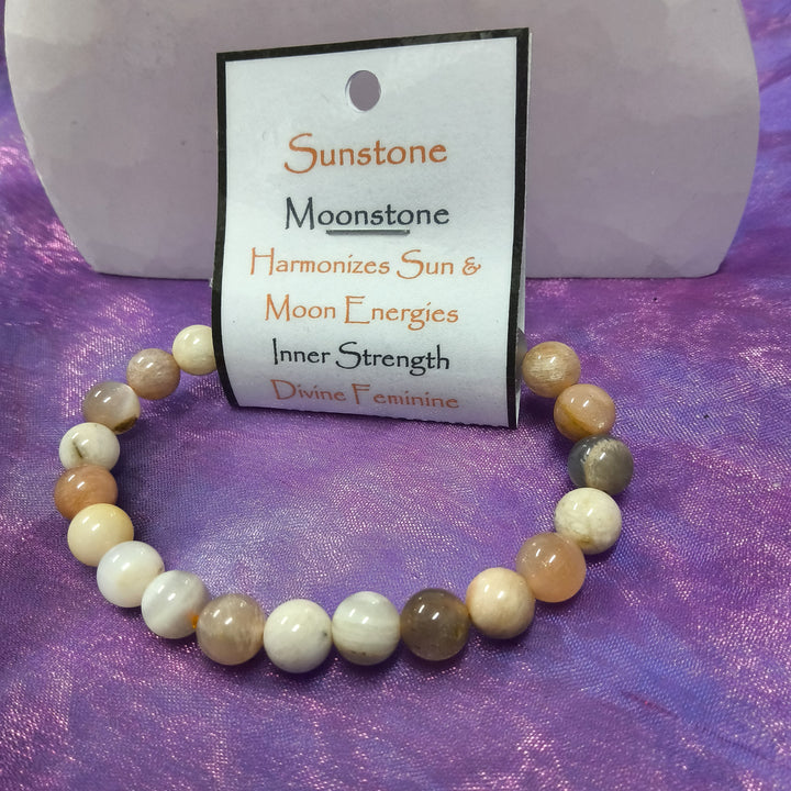 Bracelet Sunstone Moonstone Beads 8mm | Carpe Diem with Remi