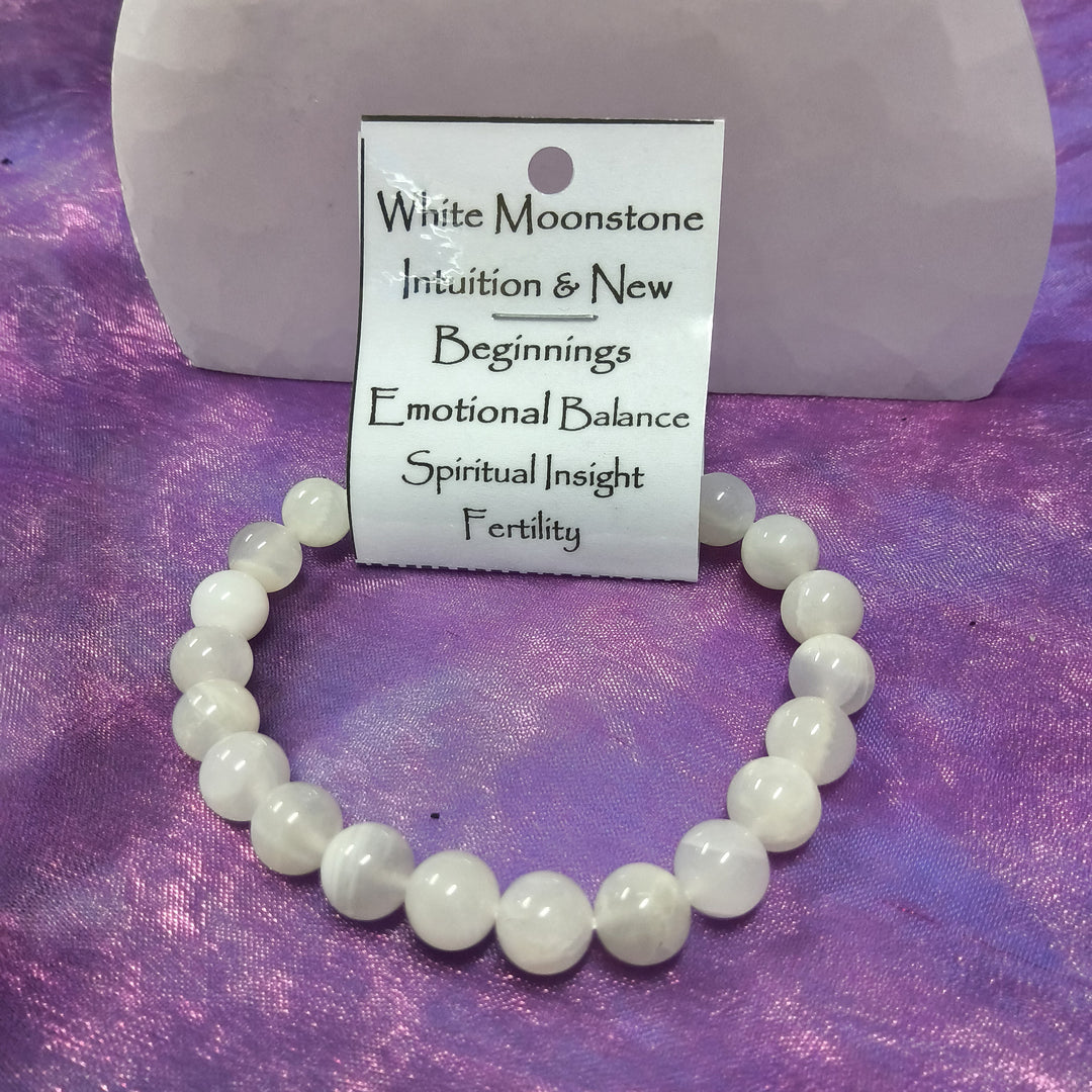 Bracelet White Moonstone Beads 8mm | Carpe Diem with Remi