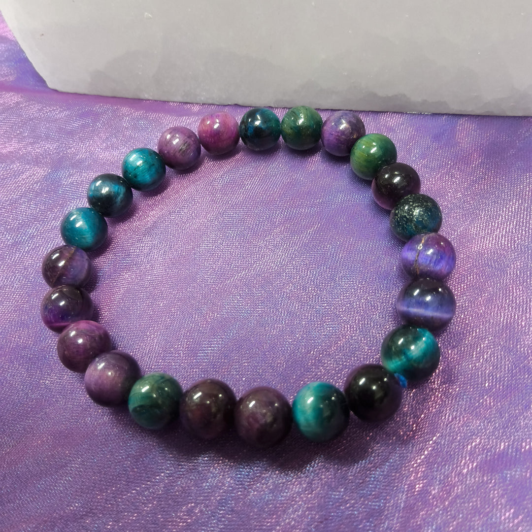 Bracelet Aqua & Purple Tiger Eye 8mm | Carpe Diem with Remi