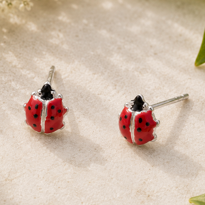 Stud Earrings Ladybird Red