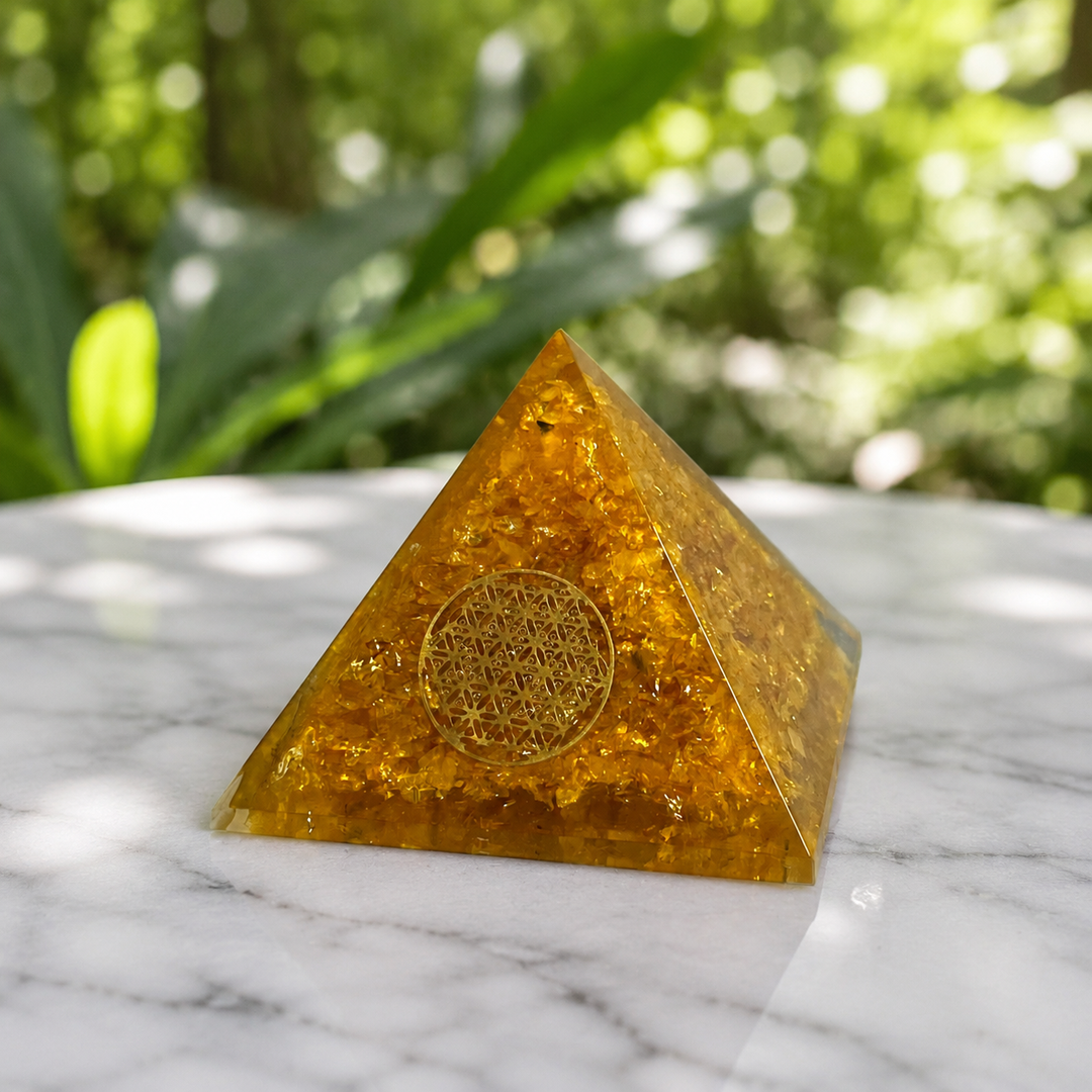 Pyramid Citrine Orgonite 6.0 cm