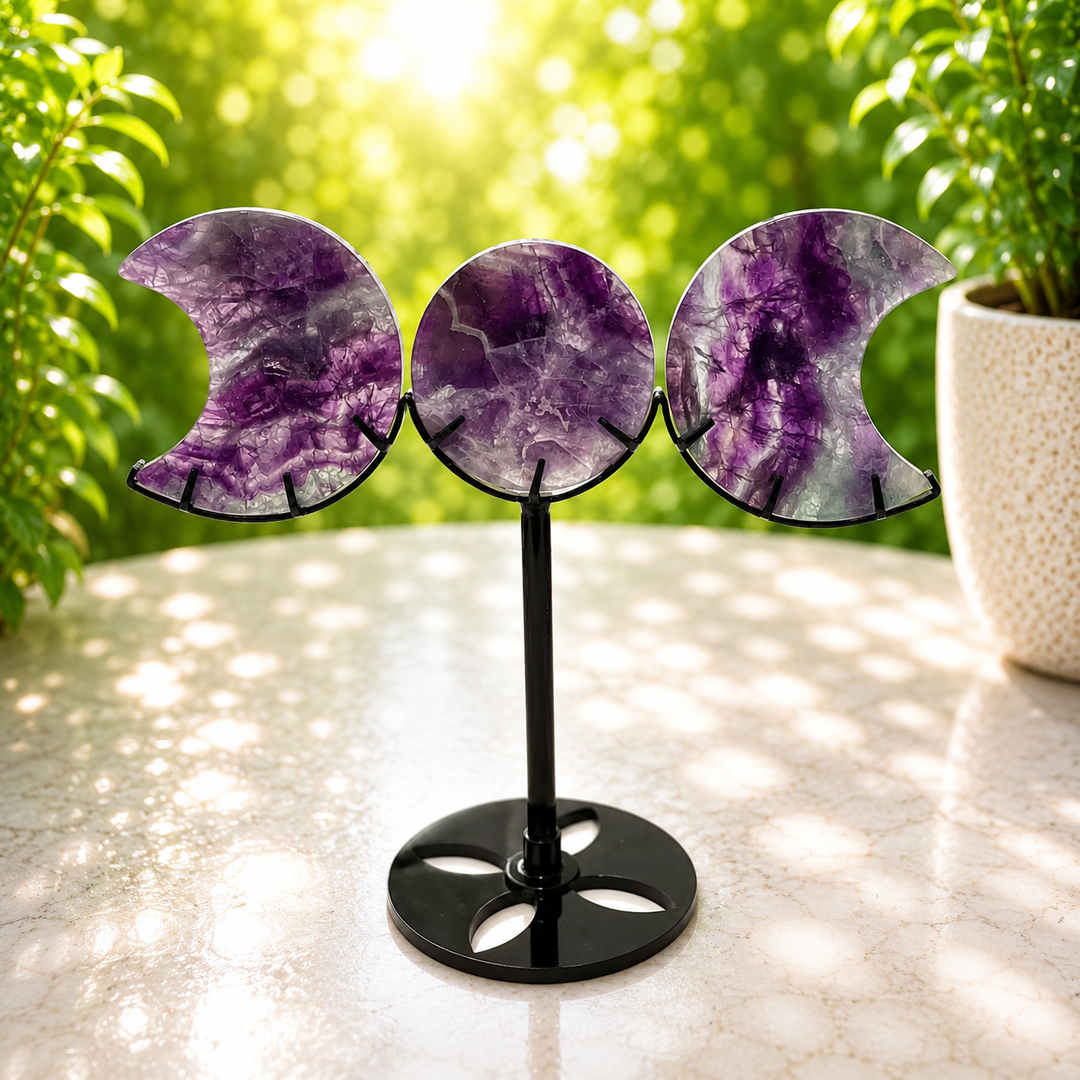 Triple Moon Dream Amethyst on Stand