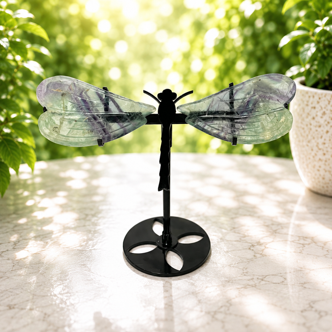 Dragonfly Wings Fluorite on Stand - Instore Only