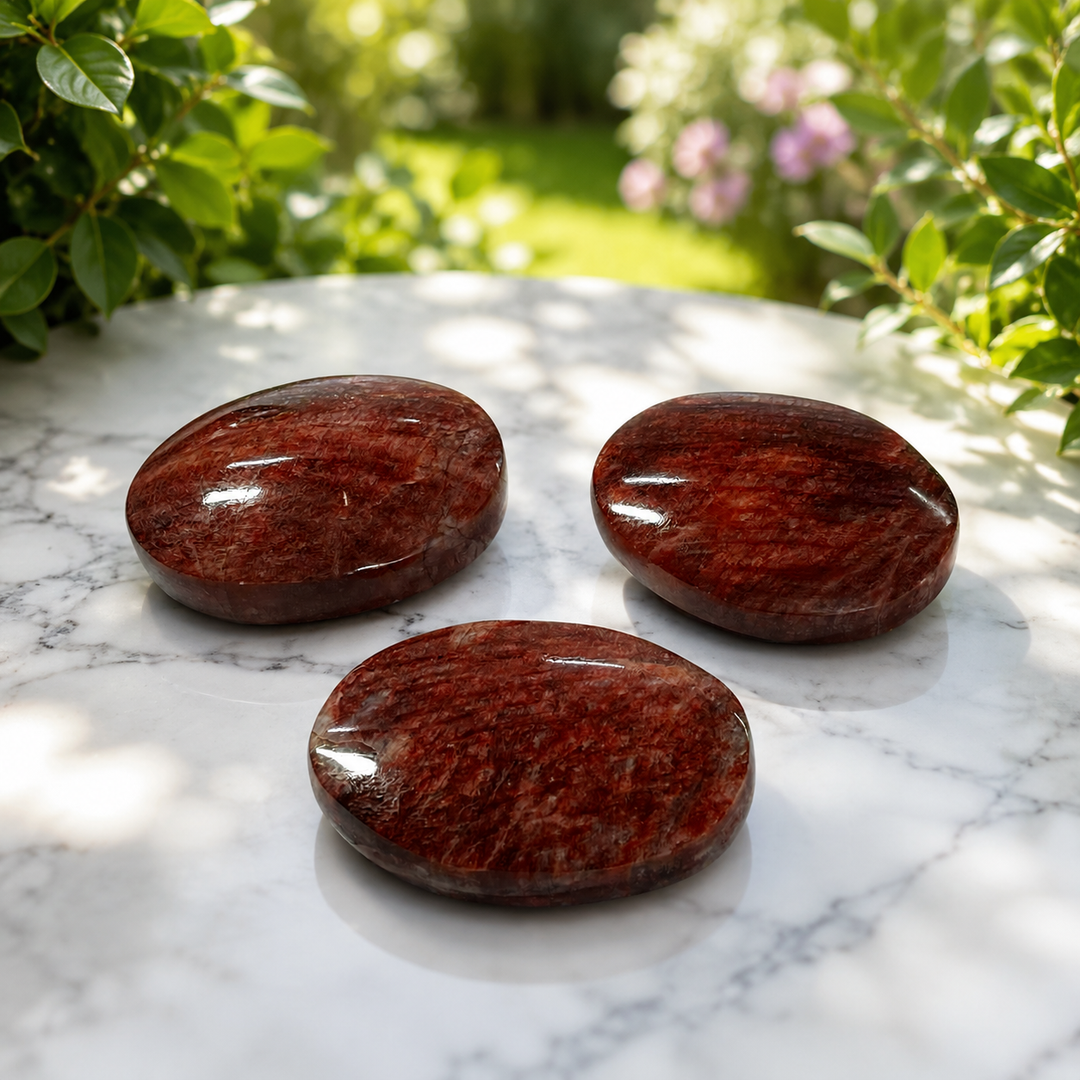 Palm Stone Moonstone Red