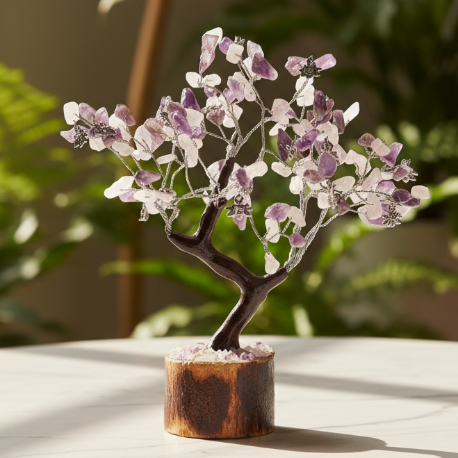 Wish Tree Inner Peace Lotus Rose and Amethyst