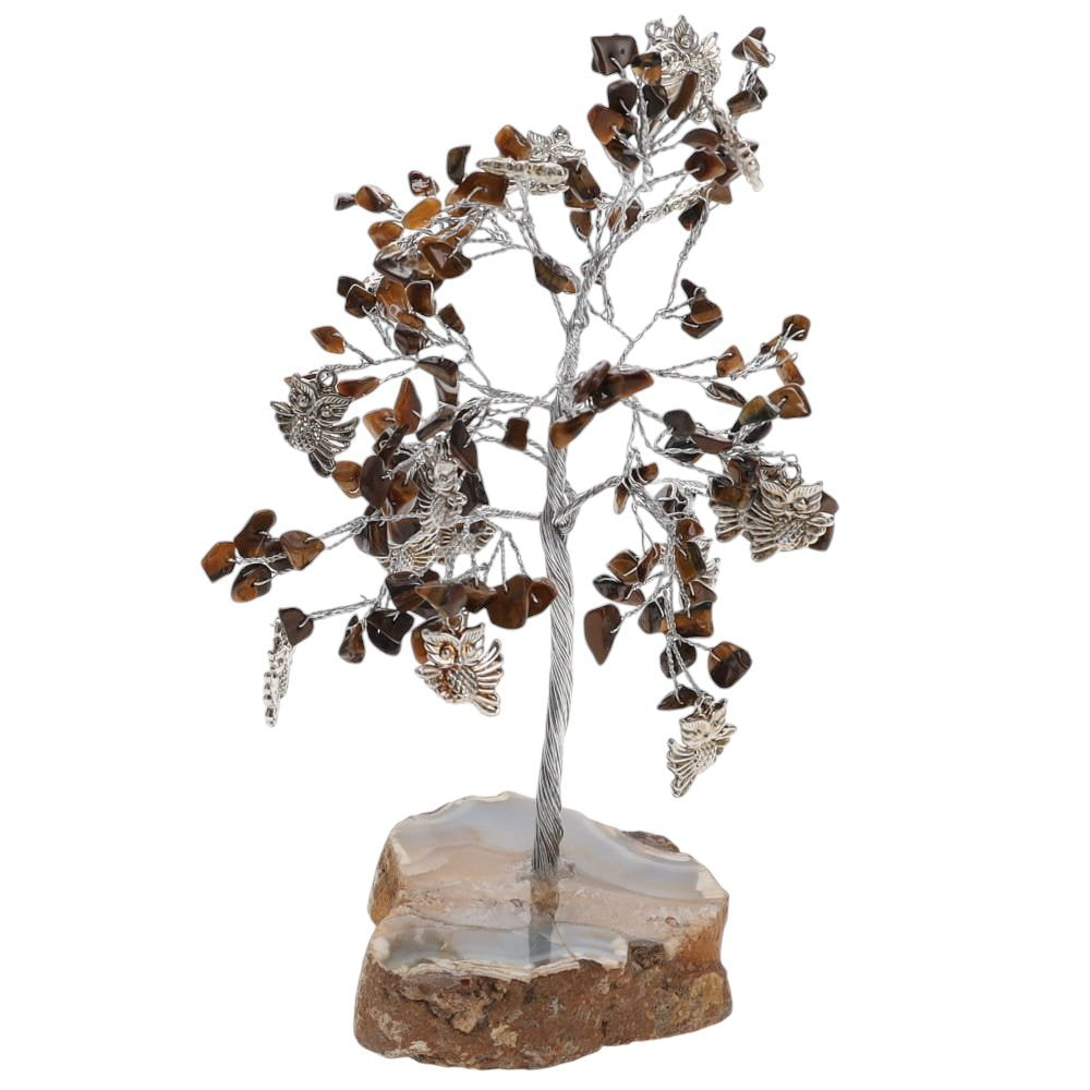 Wish Tree Vision Owl Tiger Eye Agate Base