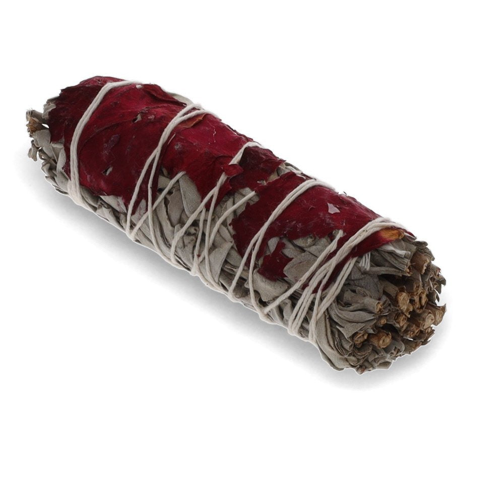 Smudge Stick Love White Sage and Rose Petals 10 cm
