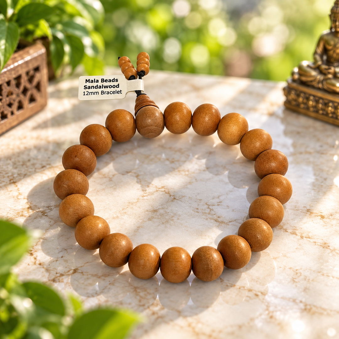 Bracelet Mala Bead Sandalwood 12mm