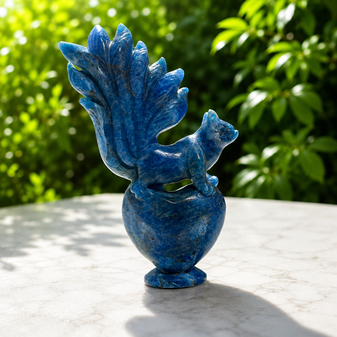 Nine Tail Fox on Heart Blue Apatite | Carpe Diem With Remi
