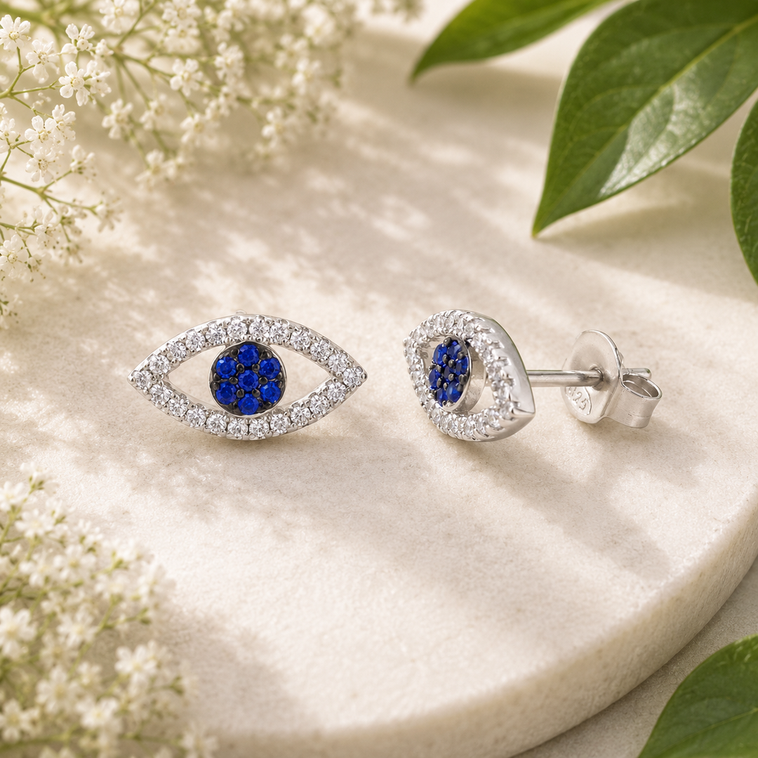 Stud Earrings Evil Eye Silver