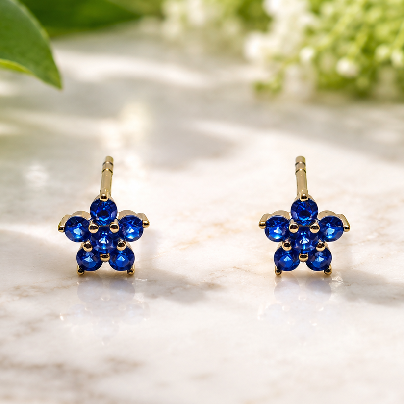 Stud Earrings Gold Flower