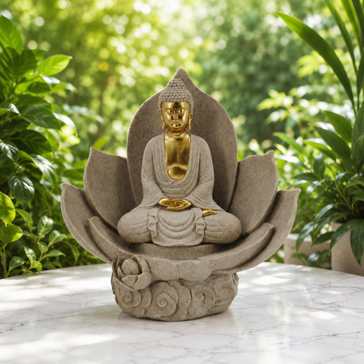 Buddha Sitting in Lotus Flower 27 cm - Instore Only!