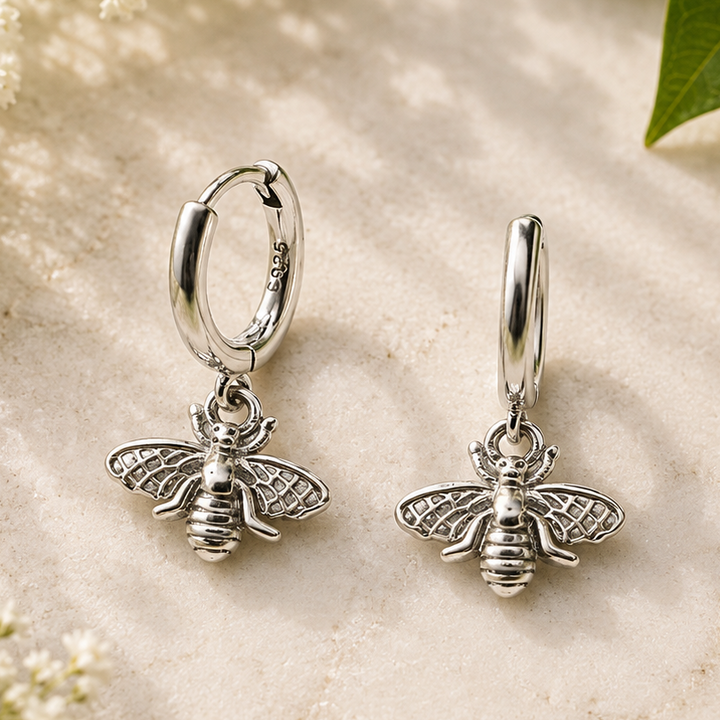 Earrings Bee Mini Hoops Silver