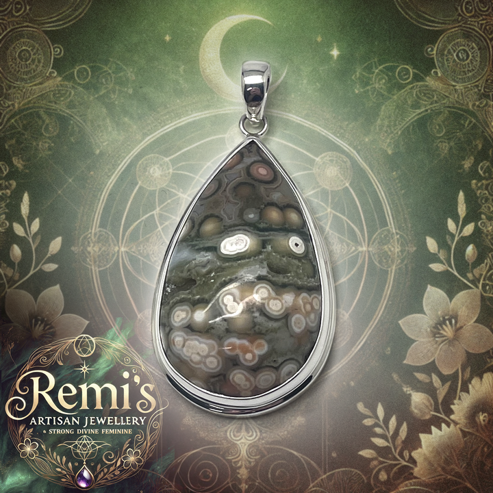 Pendant Ocean Jasper Druzy Teardrop