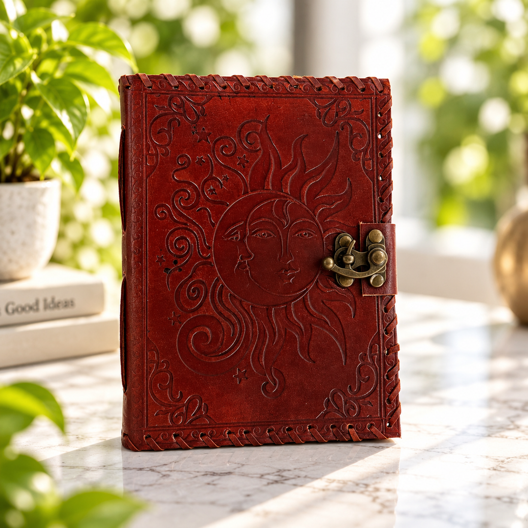 Journal Leather Sun and Moon Lock 17 cm