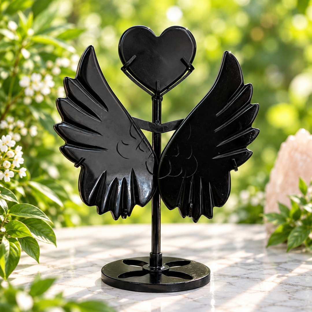 Winged Heart Black Obsidian
