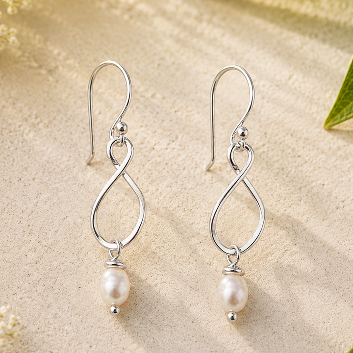Earrings Pearl Infinity 3.3 cm