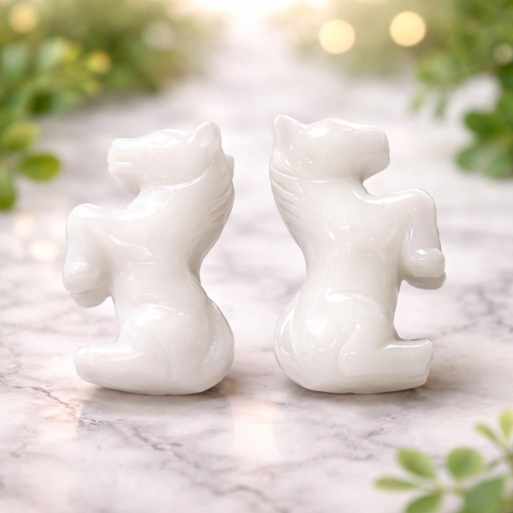 Horse White Jade Rearing 4.0 cm