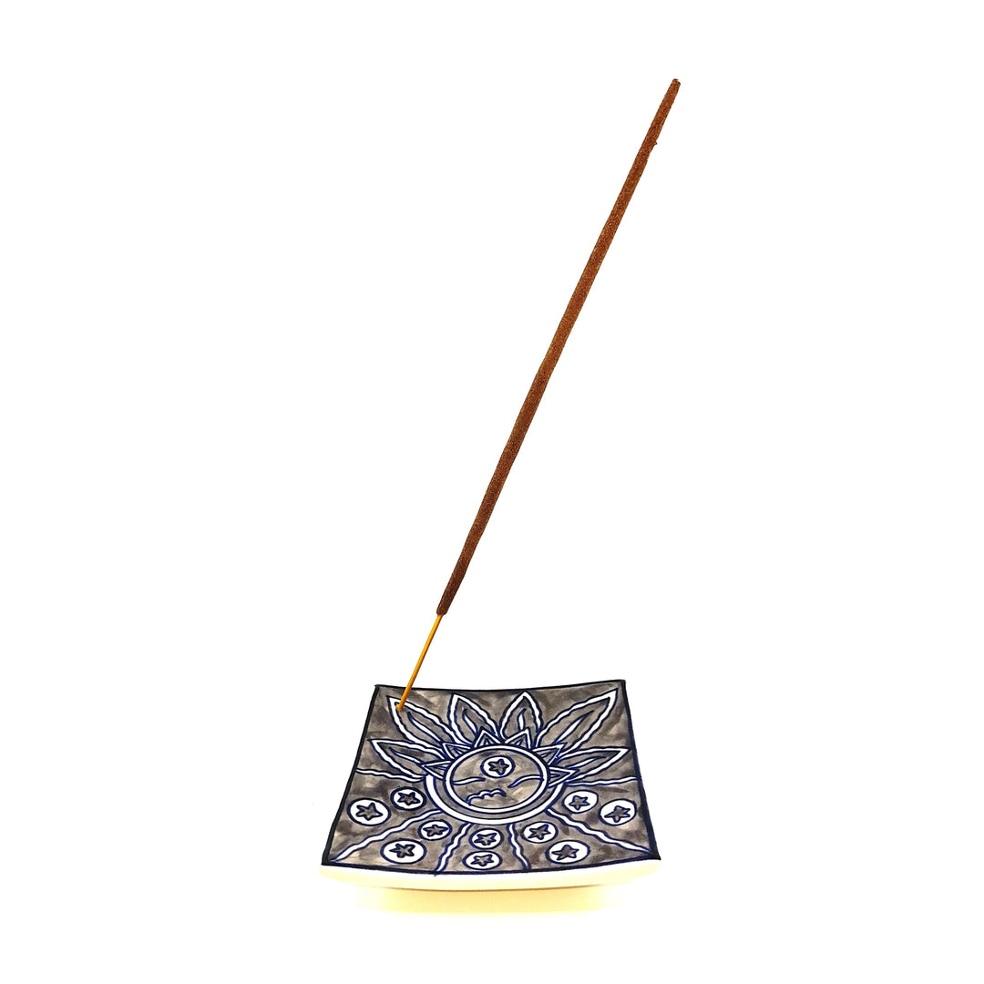 Incense Holder Square Ceramic Sun 10 cm