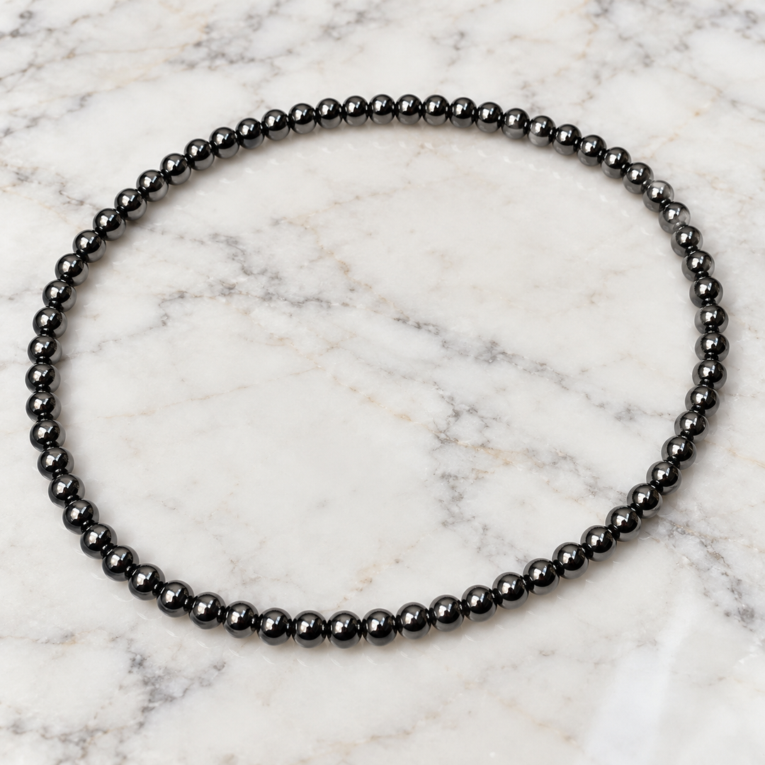 Necklace Hematite 8 mm Beads 58 cm