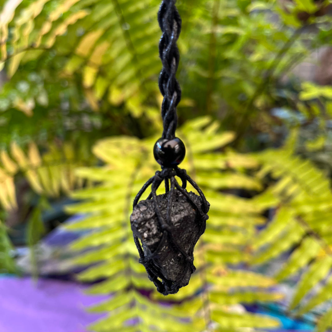 Macrame Necklace Black Tourmaline