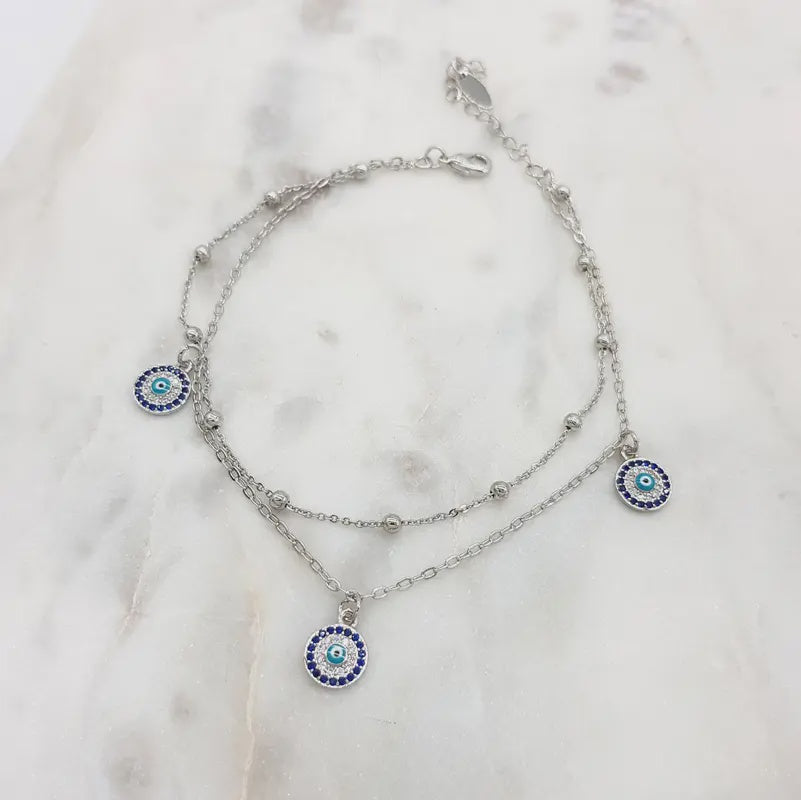 Anklet Evil Eye 3 Charms