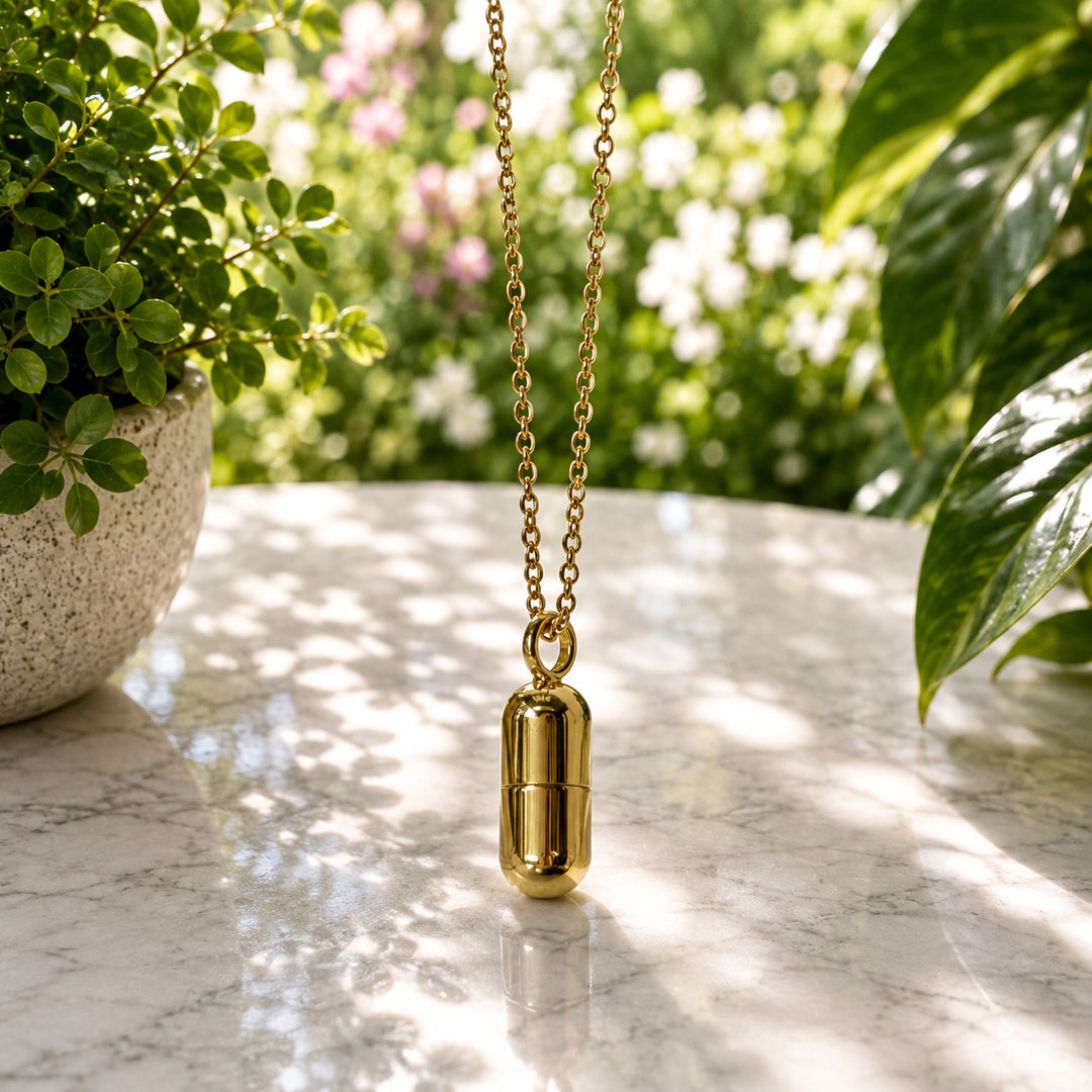 Necklace Vial Stainless Gold