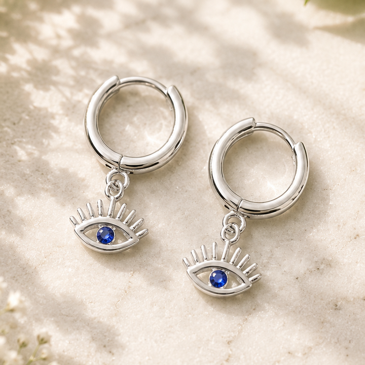 Earrings Evil Eye Mini Hoops