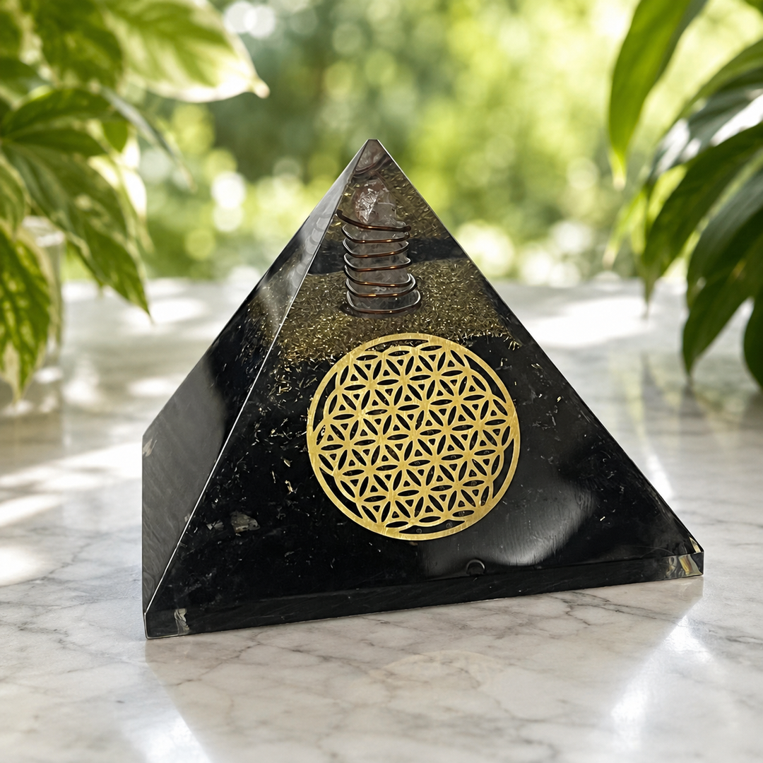 Pyramid Black Tourmaline Orgonite Large 7.5 cm