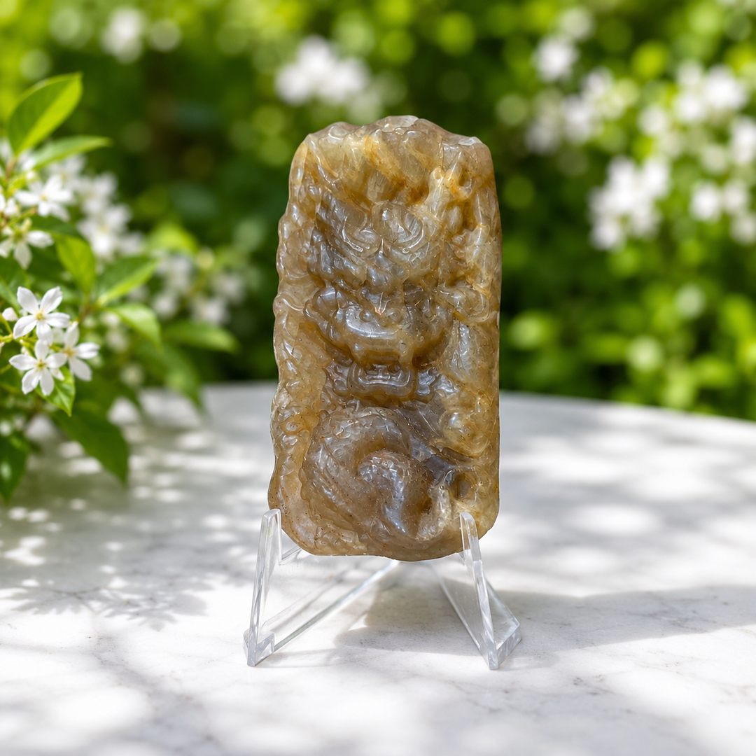 Dragon Moonstone on Stand 6.0 cm