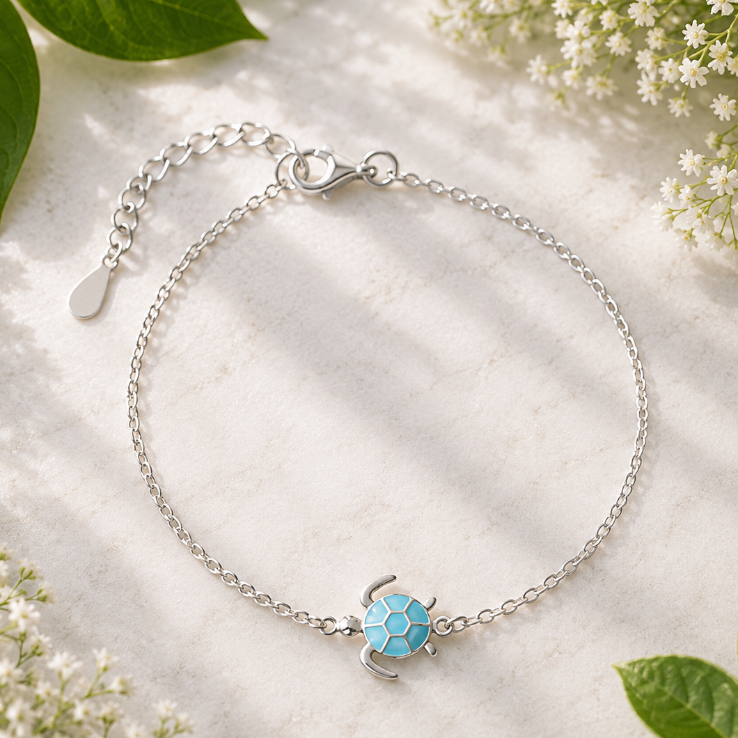 Bracelet Turtle Blue Enamel