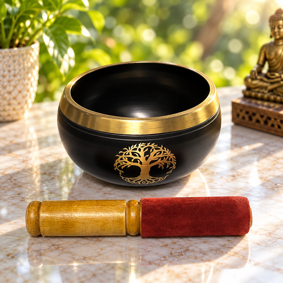 Singing Bowl Tree of Life Black 12 cm