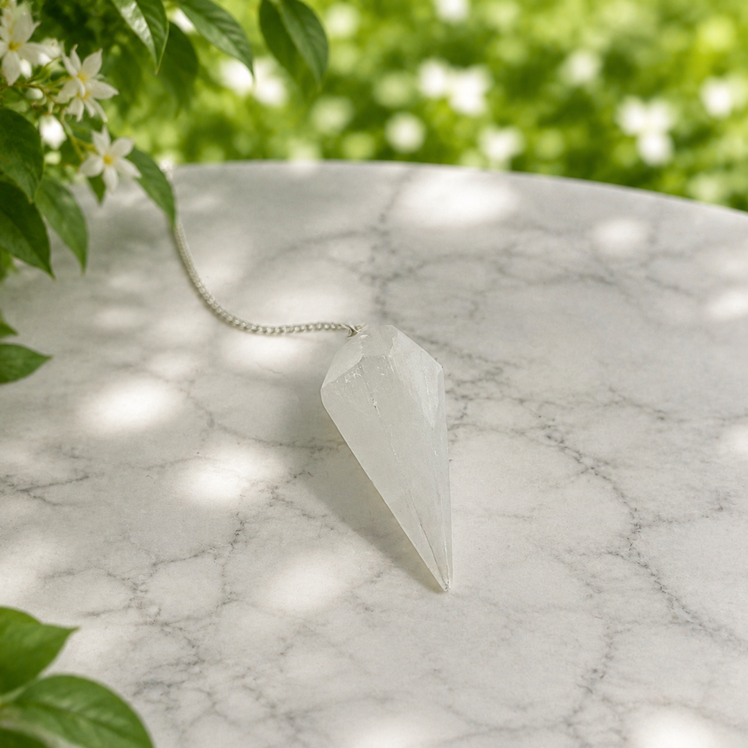 Pendulum Selenite Six Sided 4.0 cm