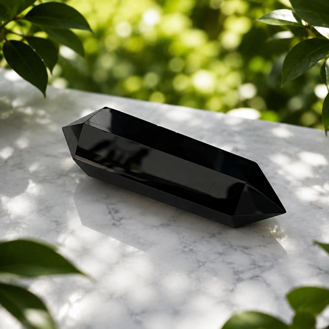 Point Black Obsidian Double Terminated Damaged Was $25