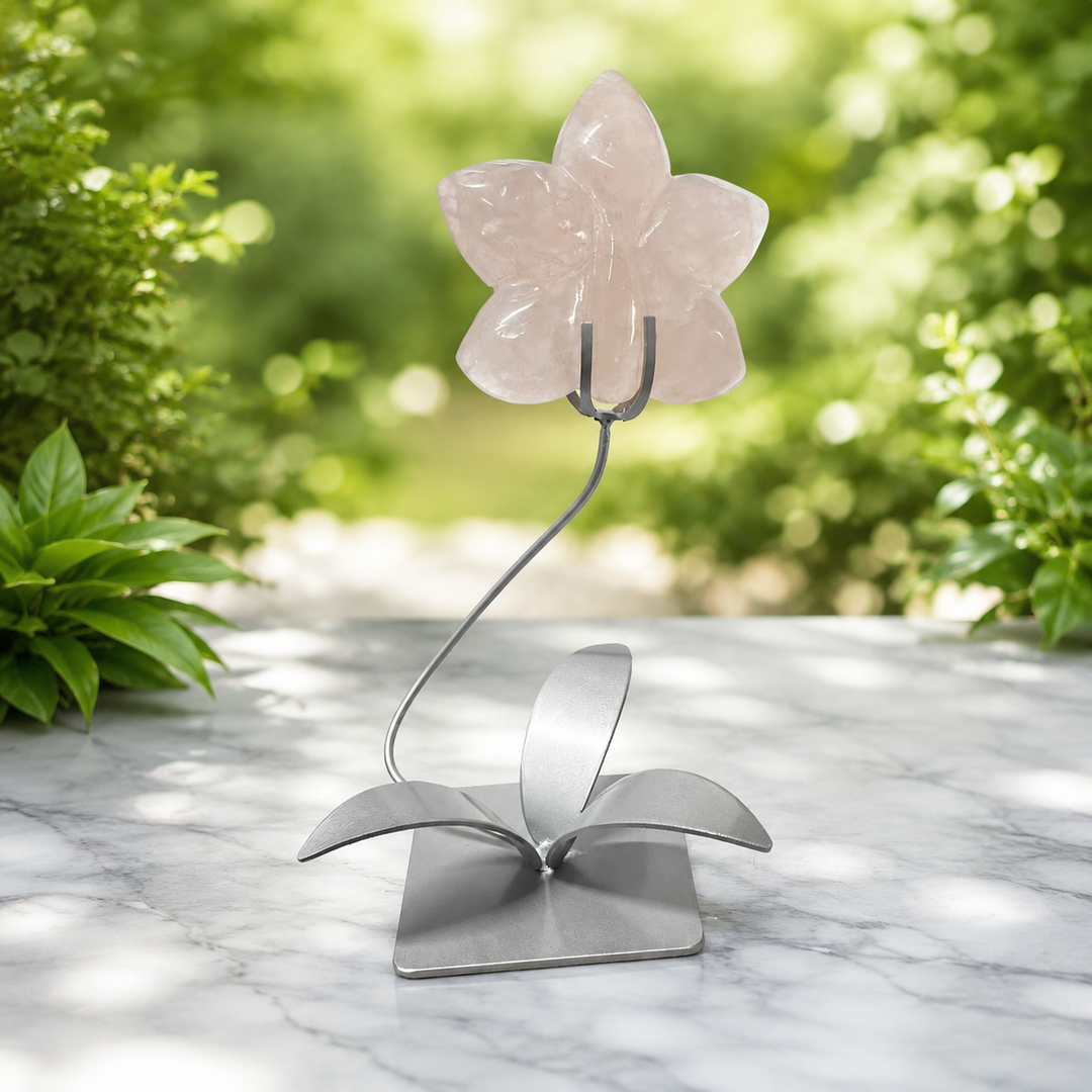 Flower Rose Quartz on Stand - In-store Only | Carpe Diem With Remi