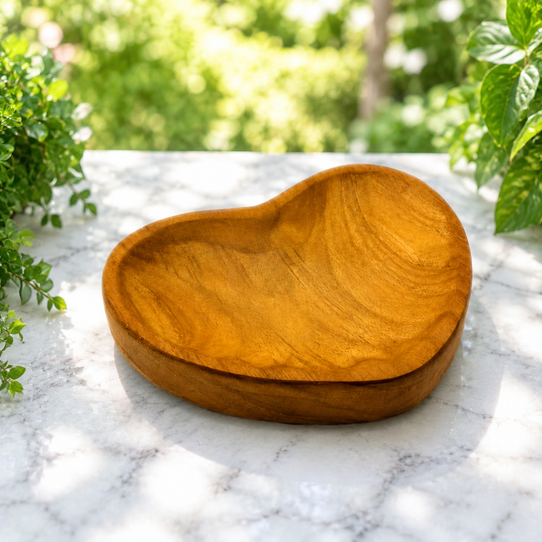 Heart Plate Wooden 14 cm