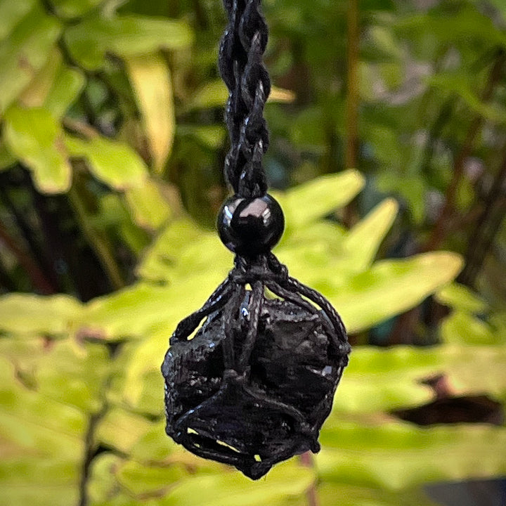 Macrame Necklace Black Tourmaline